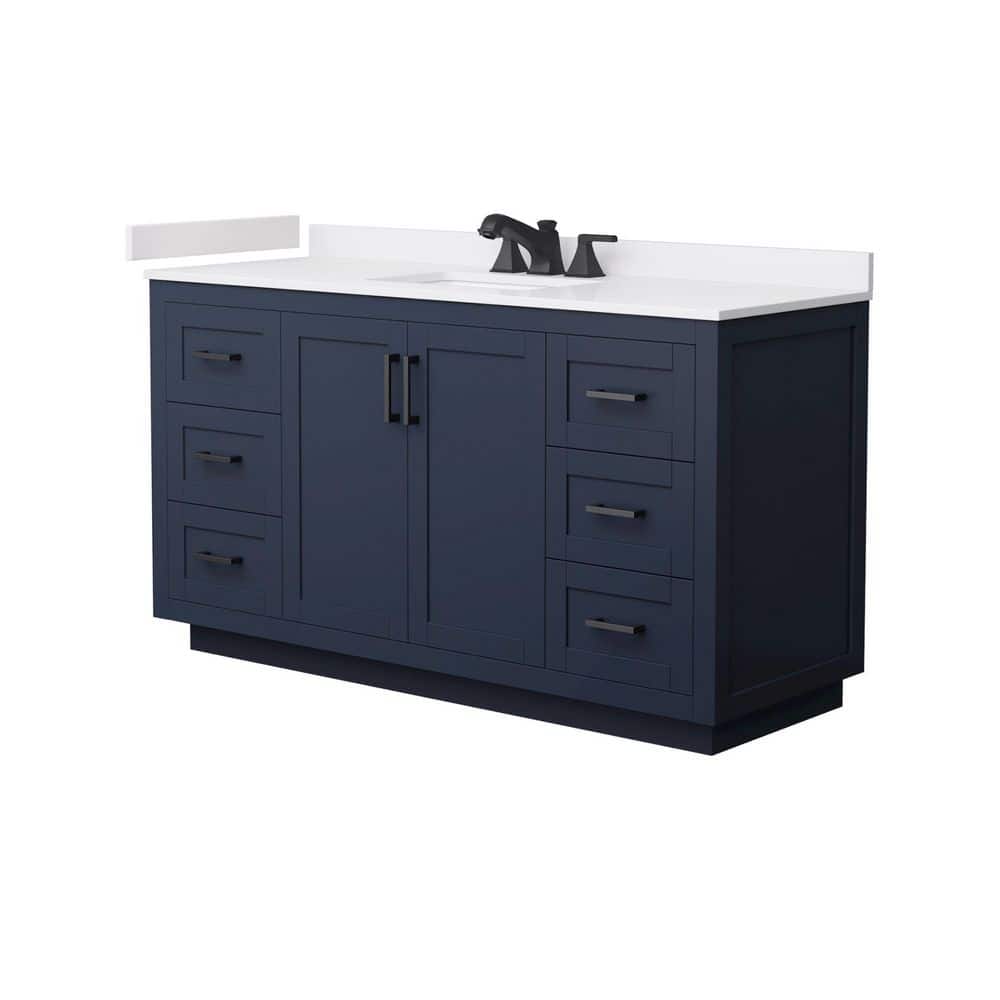 Miranda 60 in. Single Freestanding Dark Blue Bath Vanity with White Cultured Marble Top Assembled price history on PriceWatchPro