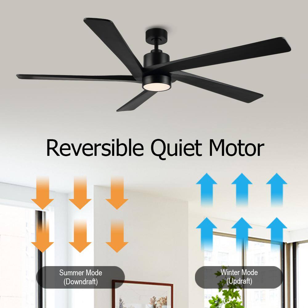 54" Matte Black Ceiling Fan with Light and Remote Control