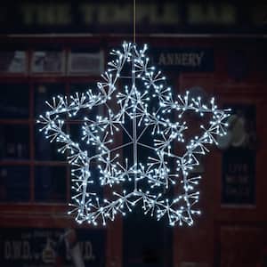 3 ft. 480 LED Christmas Star Light Twinkle Lights Warm White Plug in for Home Garden Decoration Silver