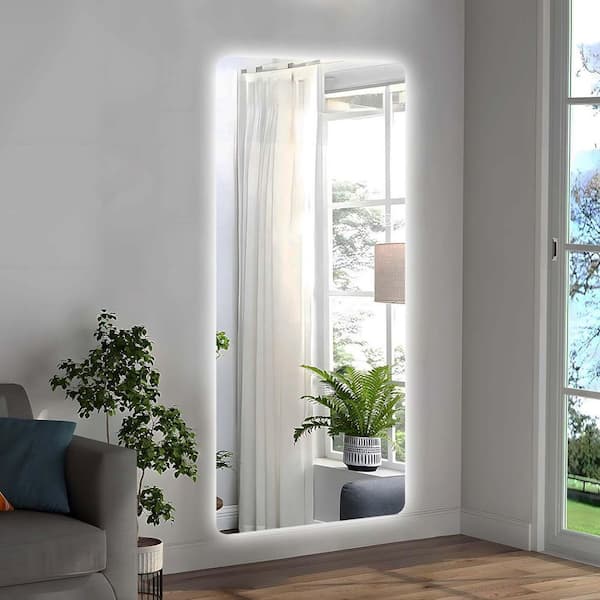 Unbranded Silver 21 in. W x 65 in. H Rectangle Full Length Wall Mirror with LED Lights, Light Dimable Wall Mount Home Decor Mirror