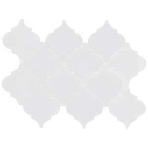 Whisper White Arabesque 11 in. x 15 in. Glossy Ceramic Mesh-Mounted Mosaic Tile (11.7 sq. ft. /case)