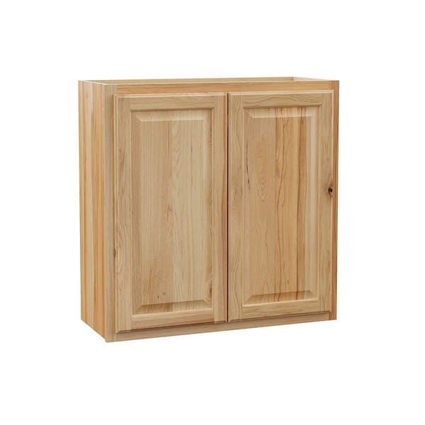 Hampton 30 in. W x 12 in. D x 30 in. H Assembled Wall Kitchen Cabinet in Natural Hickory