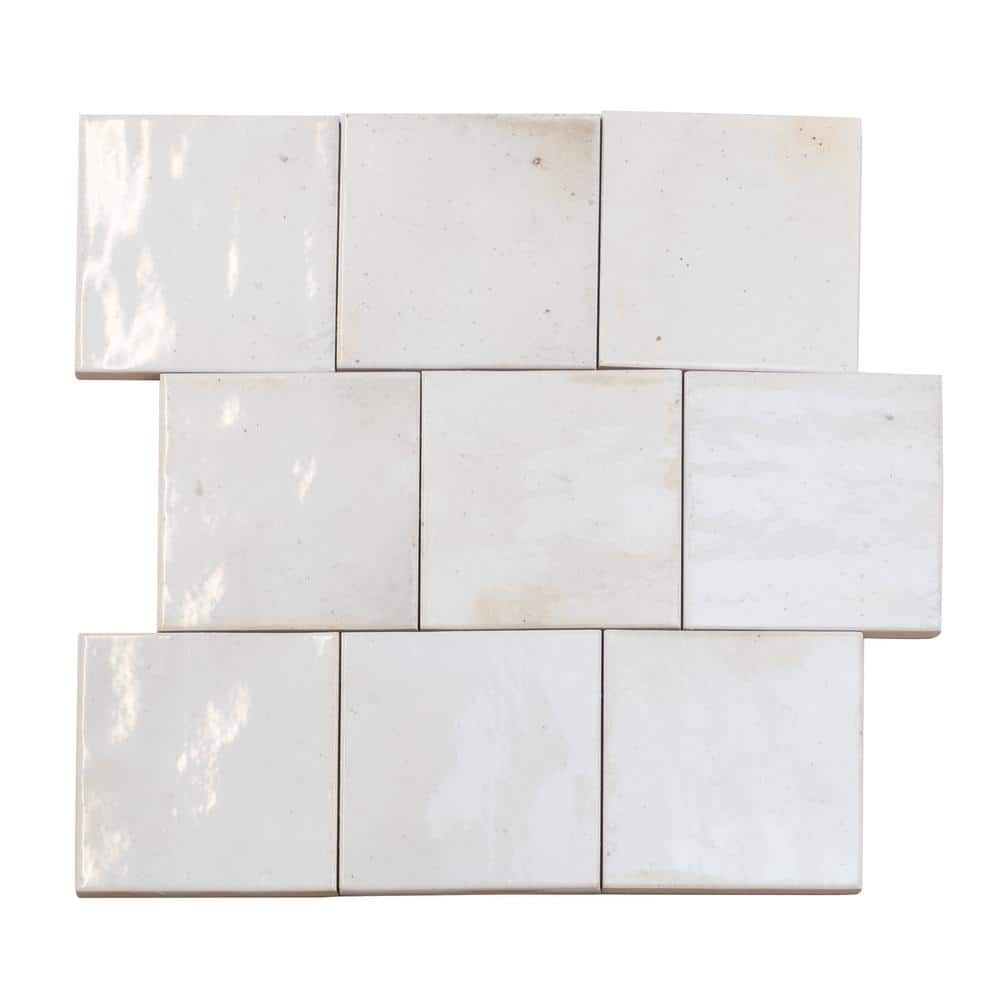Antiek 3.94'' White Glossy Ceramic Square Tile