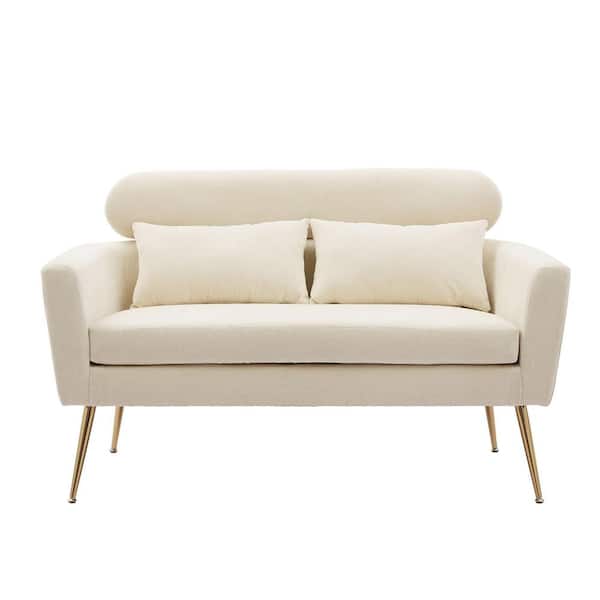 51 in.W Beige 2-Seater Loveseat With 2 Throw Pillows For Small Space Office  Bedroom LH-86 - The Home Depot