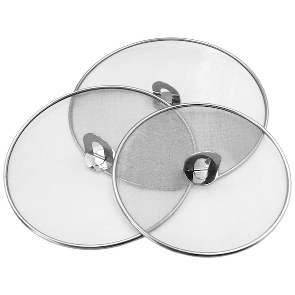 Silver Stainless Steel Splatter Screen for Cooking, Grease Splatter Guard for Frying Pan, No Cooking Oil Mess No Burns
