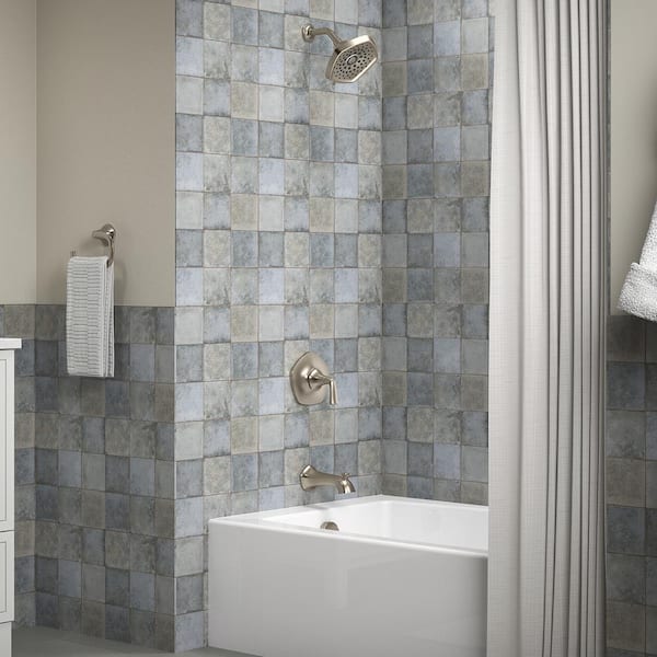 Sundae Single-Handle 3-Spray Tub and Shower Faucet 1.75 GPM in Vibrant Brushed Nickel (Valve Included)