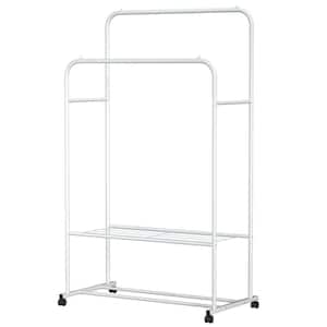 White Metal Garment Clothes Rack Double Rods 31 in. W x 63 in. H