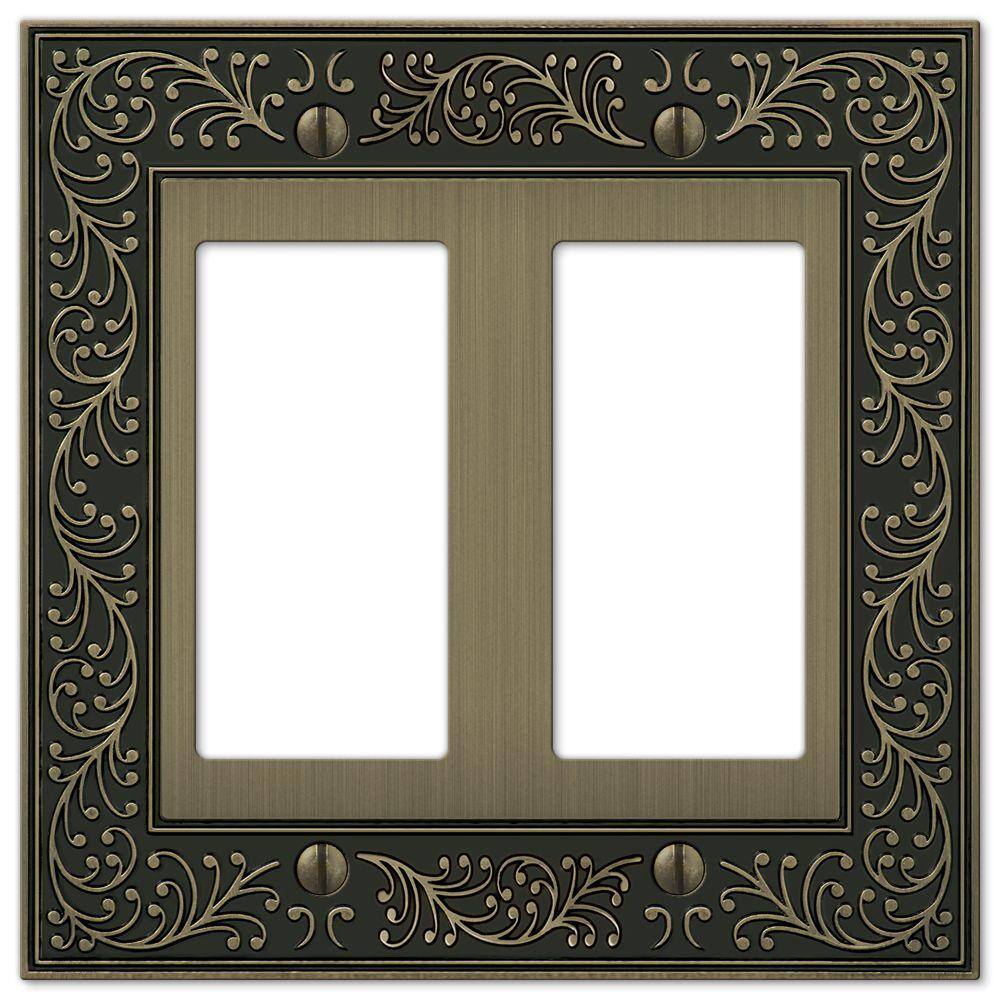 Brushed Brass Decorative 2 Rocker Wallplate