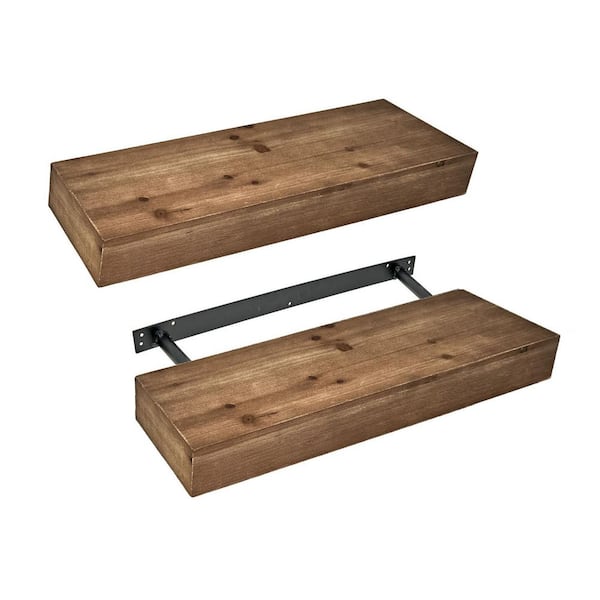 American Art Decor 24.25 in. W x 8.25 in. D Brown MDF Floating Wall Shelf Decorative Wall Shelf Rustic Farmhouse Home