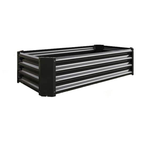 Siavonce 48 in. x 24 in. x 12 in. Metal Raised Garden Bed, Raised Bed Garden for Flower Planters, Vegetables Herb, Black