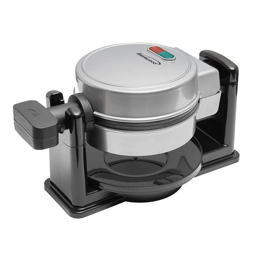 Brentwood 5 in. Silver Non-Stick Flip Belgian Waffle Maker