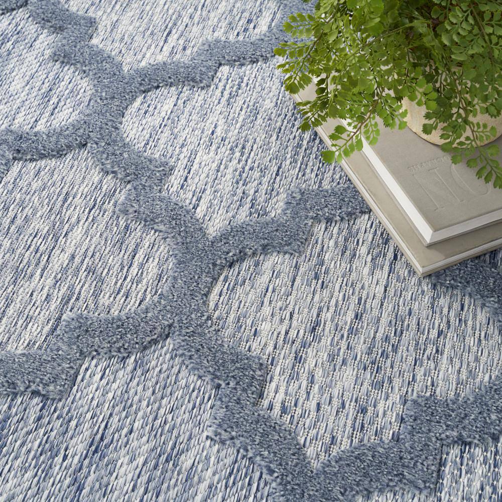 Denim Blue Trellis 8' x 10' Reversible Synthetic Area Rug