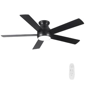 Hommee 52 in. Indoor Matte Black 120V 186 RPM Low profile Ceiling Fan with Integrated LED Light Kit and Reversible Motor