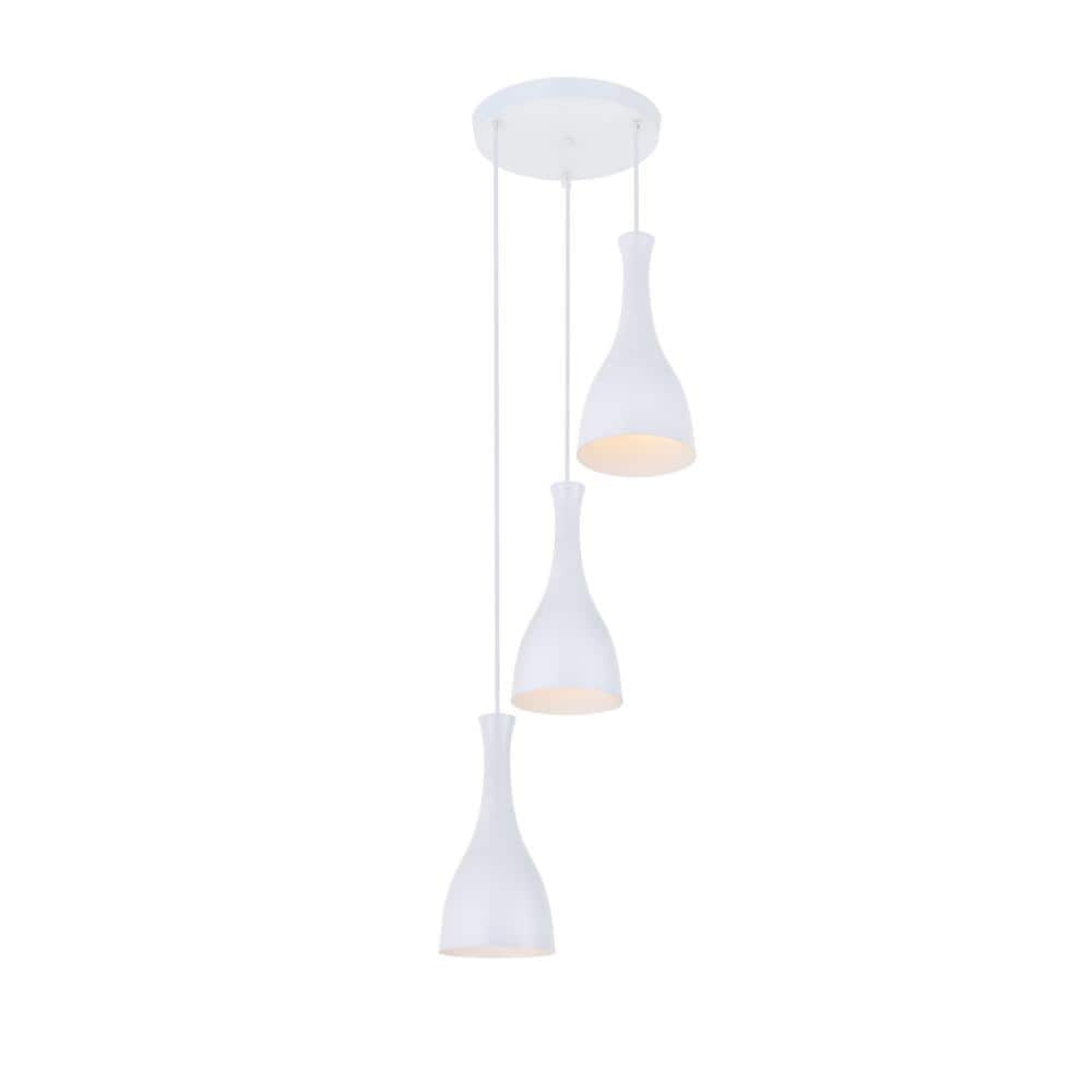 Timeless Home 14 in. 3-Light White Pendant Light, Bulbs Not Included