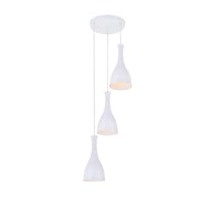 Timeless Home Abbie 3-Light Pendant in White with 5.5 in. W x 11.4 in. H Shade
