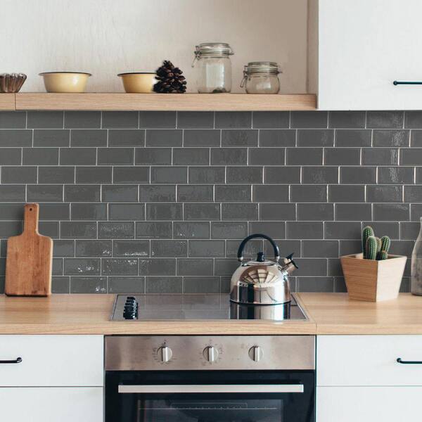 Dark Gray 11.5 in. x 8.4 in. Vinyl Peel and Stick Backsplash 5