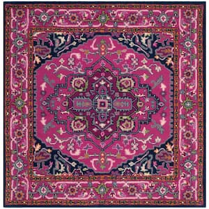 Bellagio Pink/Navy 5 ft. x 5 ft. Square Border Area Rug