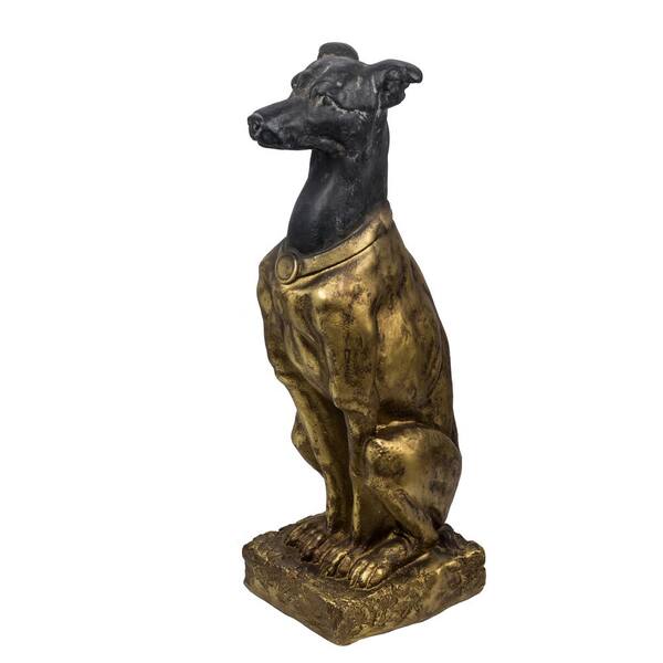 A & B Home 31 in. Dog Statue Black/Gold