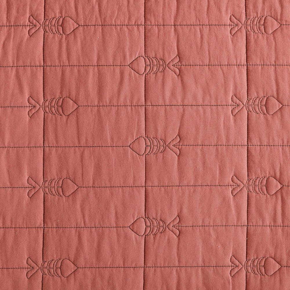 King Gray and Terracotta Cotton Reversible Quilt Set