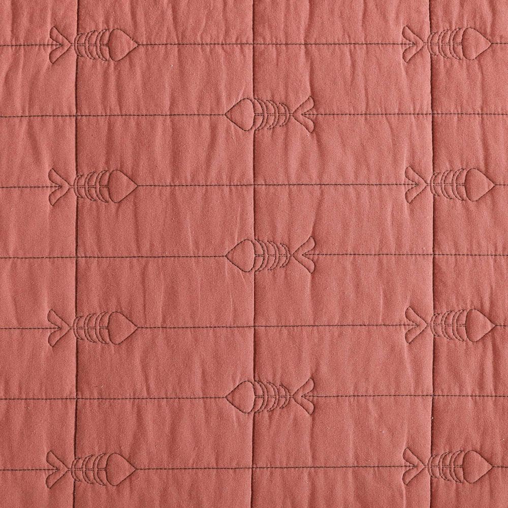 King Gray and Terracotta Cotton Reversible Quilt Set