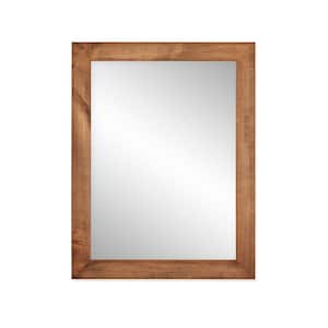 31 in. x 24 in. Farmhouse Rectangle Solid Wood Framed Walnut Finish Bathroom Vanity Wall Mirror