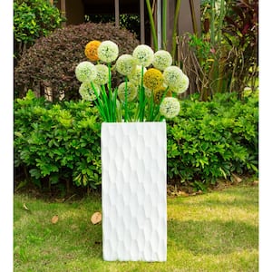 Large 27.6 in. Tall Pure White Lightweight Concrete Retro Tall Rectangle Outdoor Planter