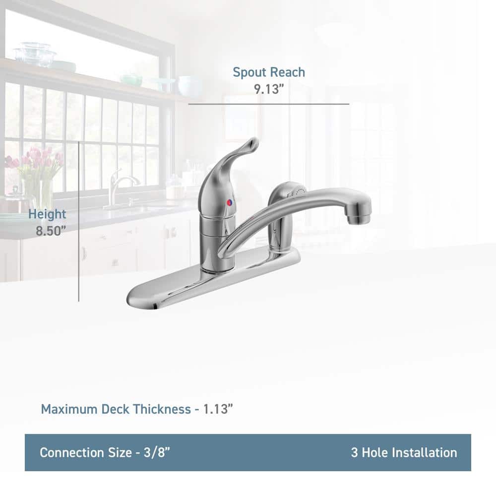 Classic Chrome Deck-Mounted Kitchen Faucet with Pull-Out Spray