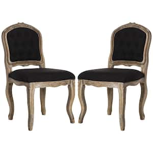 Eloise Black/Rustic Oak 20 in. H French Leg Dining Chair (Set of 2)