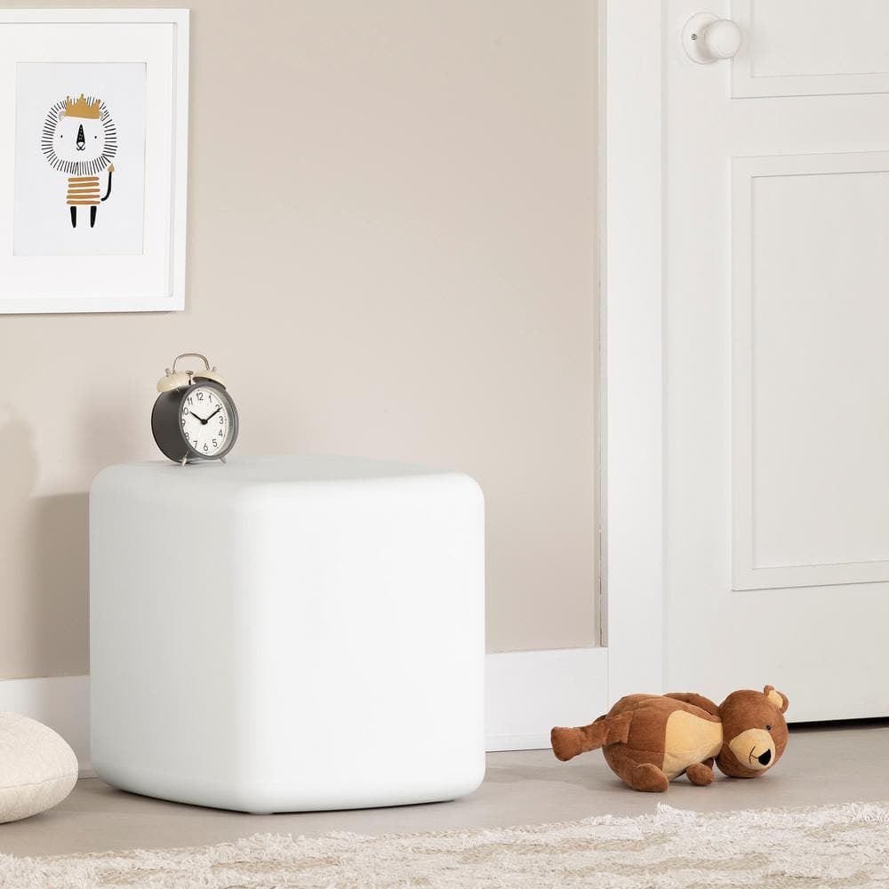 White Polyethylene Resin Cubic Scandinavian Nightstand