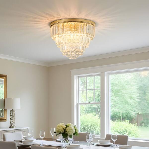 RCCFBHM Light Pro 6-Light Modern K9 Gold Luxury Crystal Chandelier