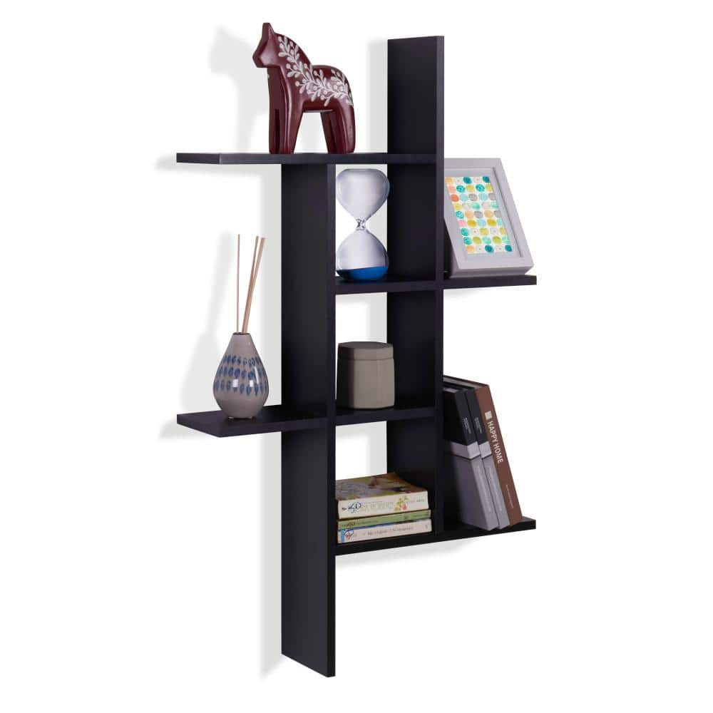 DANYA B Cantilever Black MDF Floating Wall Shelf XF160708BK - The Home ...