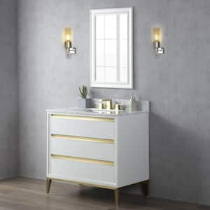 36 in. W x 22 in. D x 34.3 in. H Single Sink Freestanding Bath Vanity in White with White Carrara Marble Top