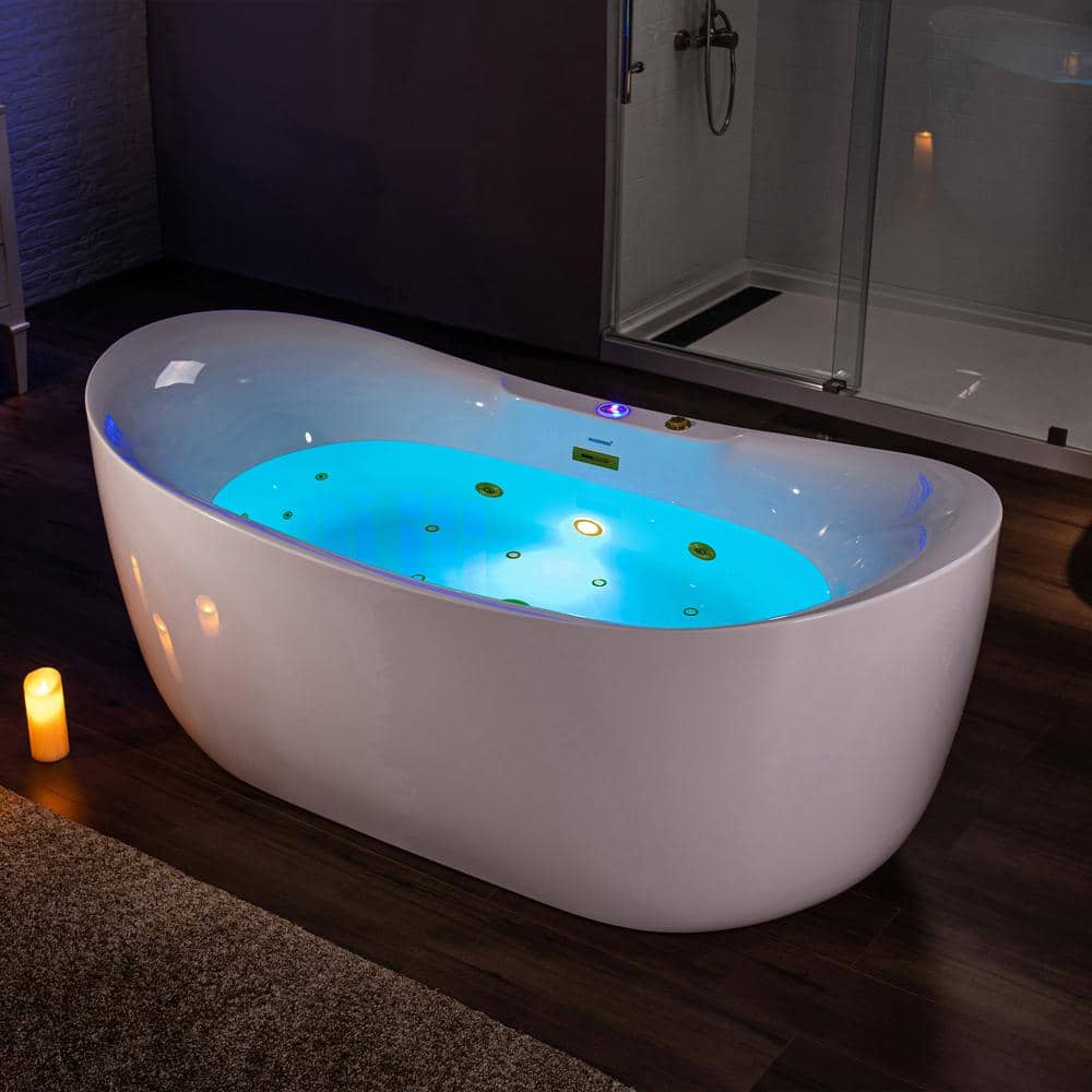 72 in. x 35 in. Acrylic Freestanding Whirlpool and Air Combination Heated Bathtub in White with Gold Trim price history on PriceWatchPro