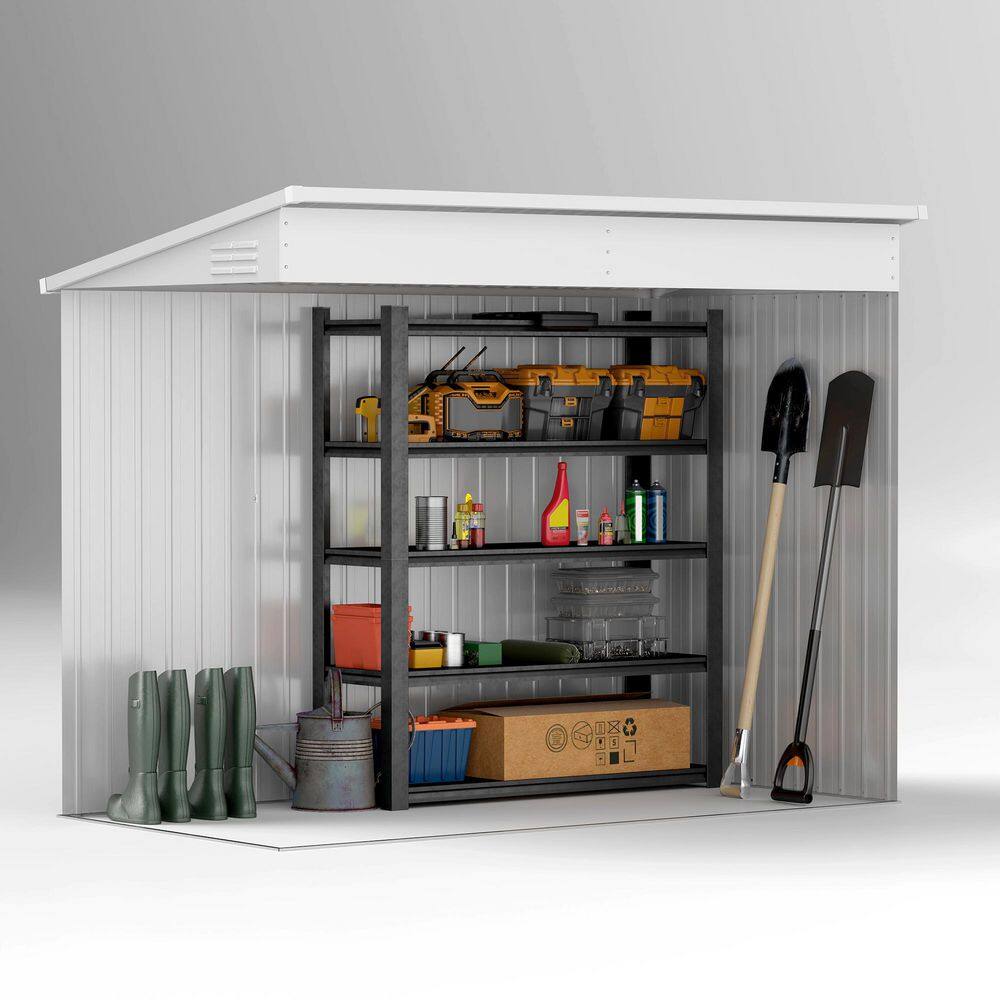 4' x 8' Brown Metal Lean-to Outdoor Storage Shed