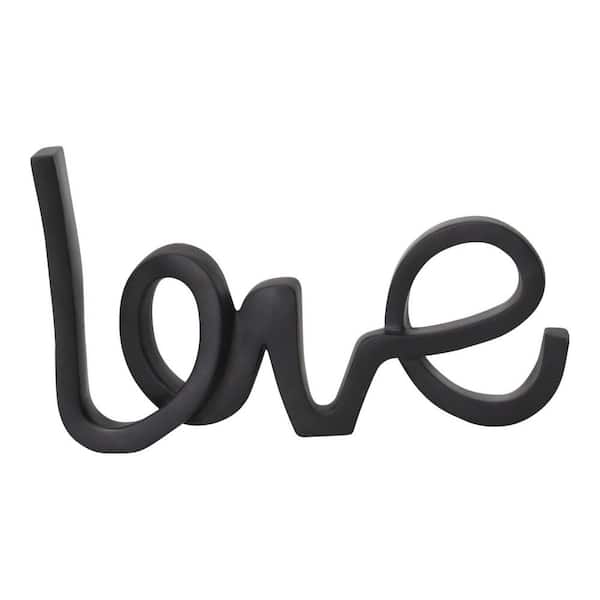 HomeRoots 8.66 in. Black Modern Love Typography Tabletop Decor