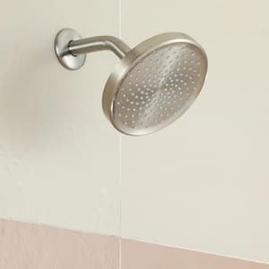 1-Spray Pattern 6 in. Wall Mount Fixed Shower Head with 2.5 GPM and Shower Arm in Brushed Nickle