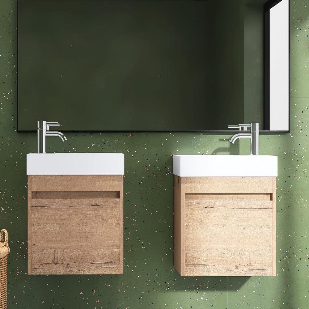 18 in. W x 10 in. D x 23 in. H Single Sink Wall Mounted Bath Vanity in Imit