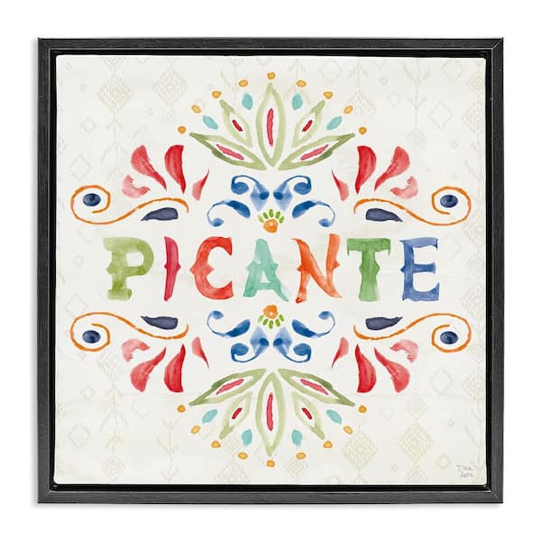 Stupell Industries Picante with Pattern by Dina June Black Floater Frame Typography Graphic Art Print 18 in. x 18 in.
