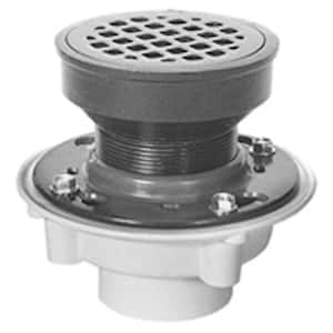 6 in. Round Cast Iron Top Assembly, PVC Body and Clam Collar, Floor Drain