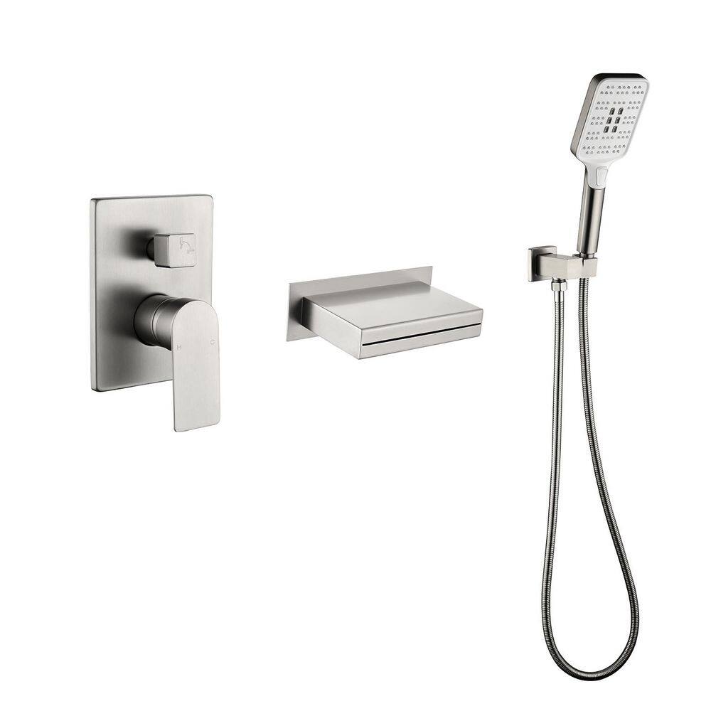 Single Handle 2-Spray Pattern 3.66 in Tub and Shower Faucet Hand Shower Faucet 3.8 GPM in Brushed Nickel Valve Included price history on PriceWatchPro