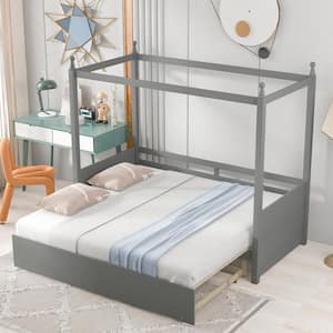Gray Twin Size Canopy Daybed or Pull-out Platform Bed