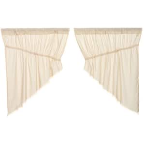 Tobacco Cloth 36 in. W x 36 in. L Cotton Sheer Prairie Swag Valance in Natural Cream Pair