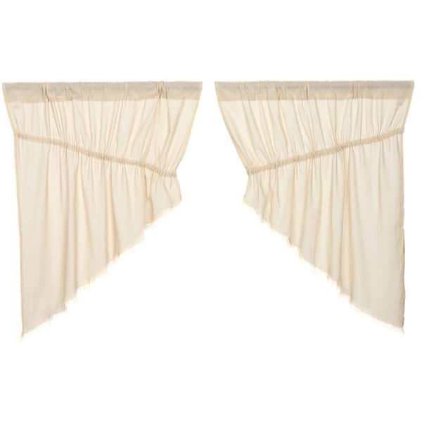 Tobacco Cloth 36 in. W x 36 in. L Cotton Sheer Prairie Swag Valance in Natural Cream Pair