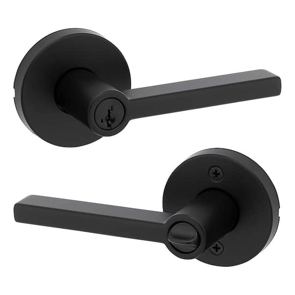 Kwikset Halifax Matte Black Keyed Entry Round Door Handle