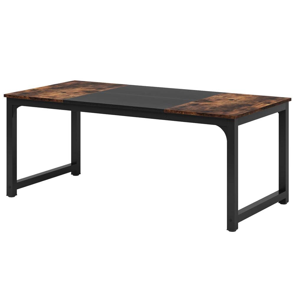 Roesler Vintage Brown Engineered Wood 71 in. 4 Legs Dining Table Seats 8 Rectangular Dinner Table for Dining Room