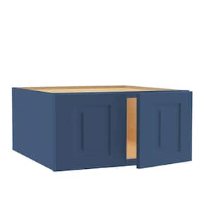 Grayson Mythic Blue Painted Plywood Shaker Assembled Wall Kitchen Cabinet Soft Close 27 W in. 12 D in. 18 in. H