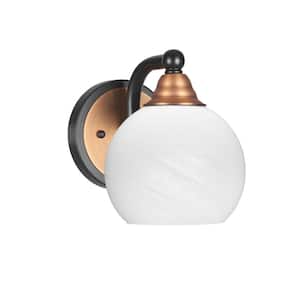 Madison 5.75 in. 1-Light Matte Black and Brass Wall Sconce with Standard Shade