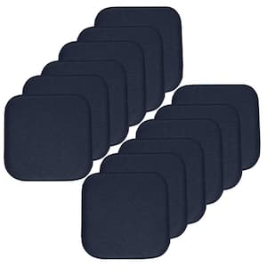 Charlotte Jacquard Square Memory Foam 16 in.x16 in. Non-Slip Back, Chair Cushion (12-Pack), Navy
