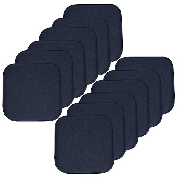 Sweet Home Collection Charlotte Jacquard Square Memory Foam 16 in.x16 in. Non-Slip Back, Chair Cushion (12-Pack), Navy