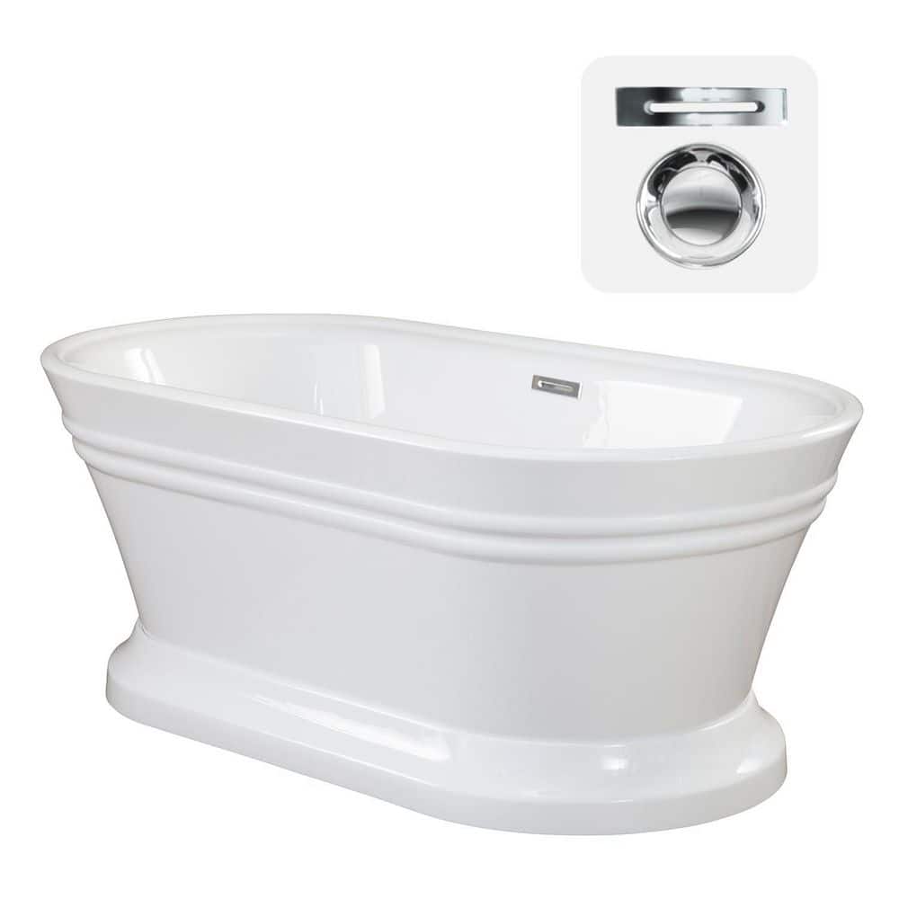 Solace 59.1'' White Freestanding Acrylic Soaking Bathtub